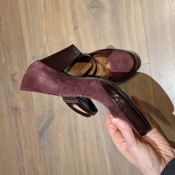 Women's Burgundy Genuine Suede & Patent Leather Mary Jane Heels (Size 7) - Picture 4 of 7